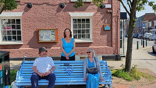 Blue bench